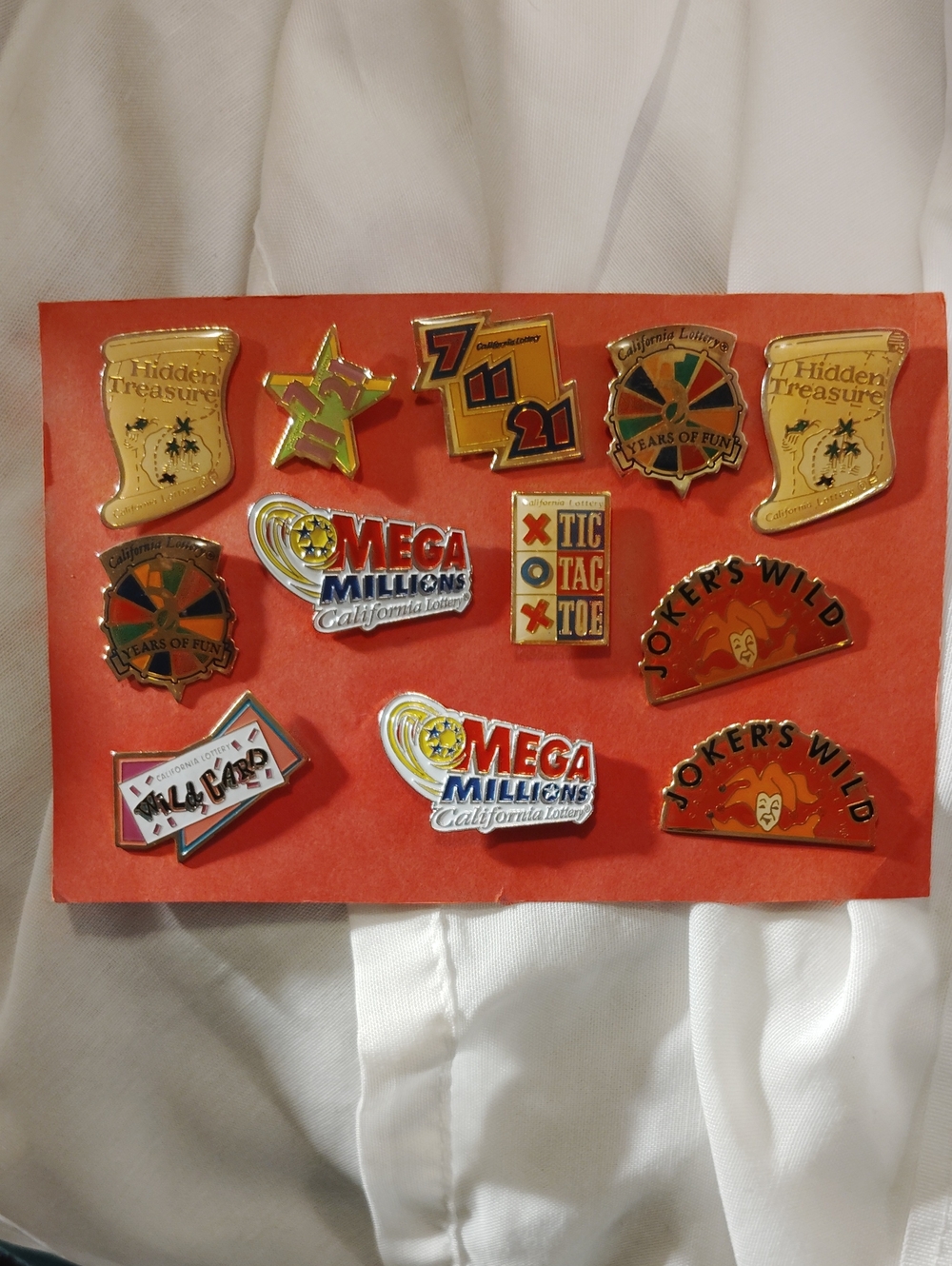 Vintage Lot 12 California Lottery Promotional Lapel/Hat Pin Collection 1985 1990
